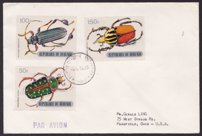 Burundi Insect on stamps, on cover