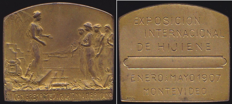  Uruguay 1907 hygiene medal 39x35mm