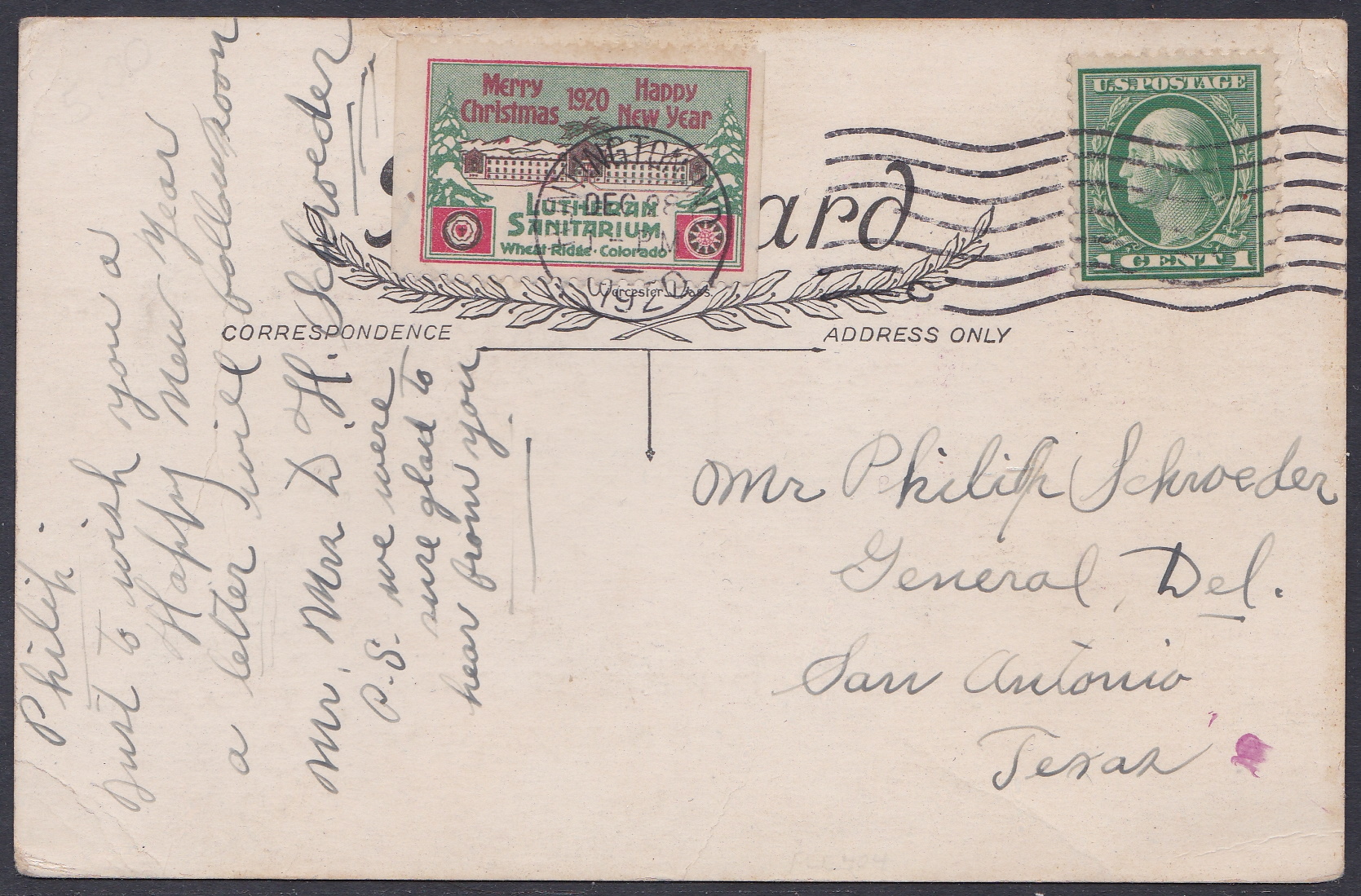 1920 Lutheran Sanatarium Wheat Ridge tied-on